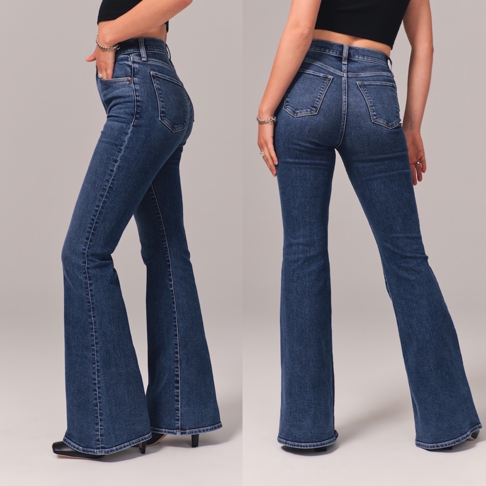 A&F Ultra High Rise Flare Jean 32 Medium Wash